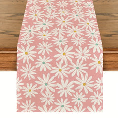 Pink Daisy Flowers Spring Table Runner 33x182 cm