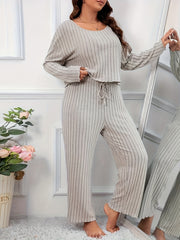 Ribbed Knit Top & Pants Pajamas Set