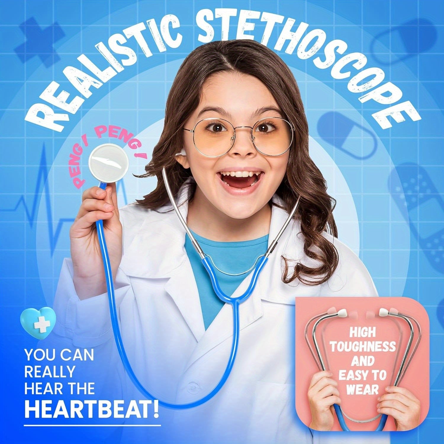 Kids Wooden Doctor Set 62pcs Dental Play Set with Stethoscope