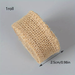 Linen Roll Woven Jute Fabric Sash Edge DIY Material Christmas Wedding Decor