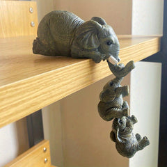 3pcs Elephant Nanny Mother & Babies Yard Decoration Resin Statues