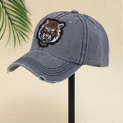 Tiger Embroidery Vintage Distressed Baseball Cap