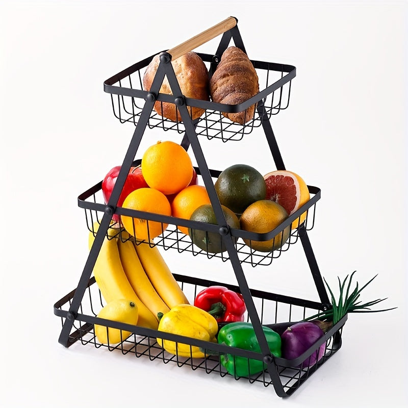 3 Tier Fruit Bowl Wire Storage Basket Stand Holder Organizer for Kitchen Counter