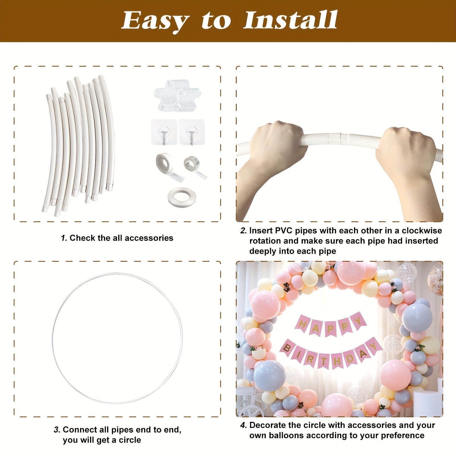 100cm Round Balloon Arch Stand Kit for Wedding Birthday Baby Shower