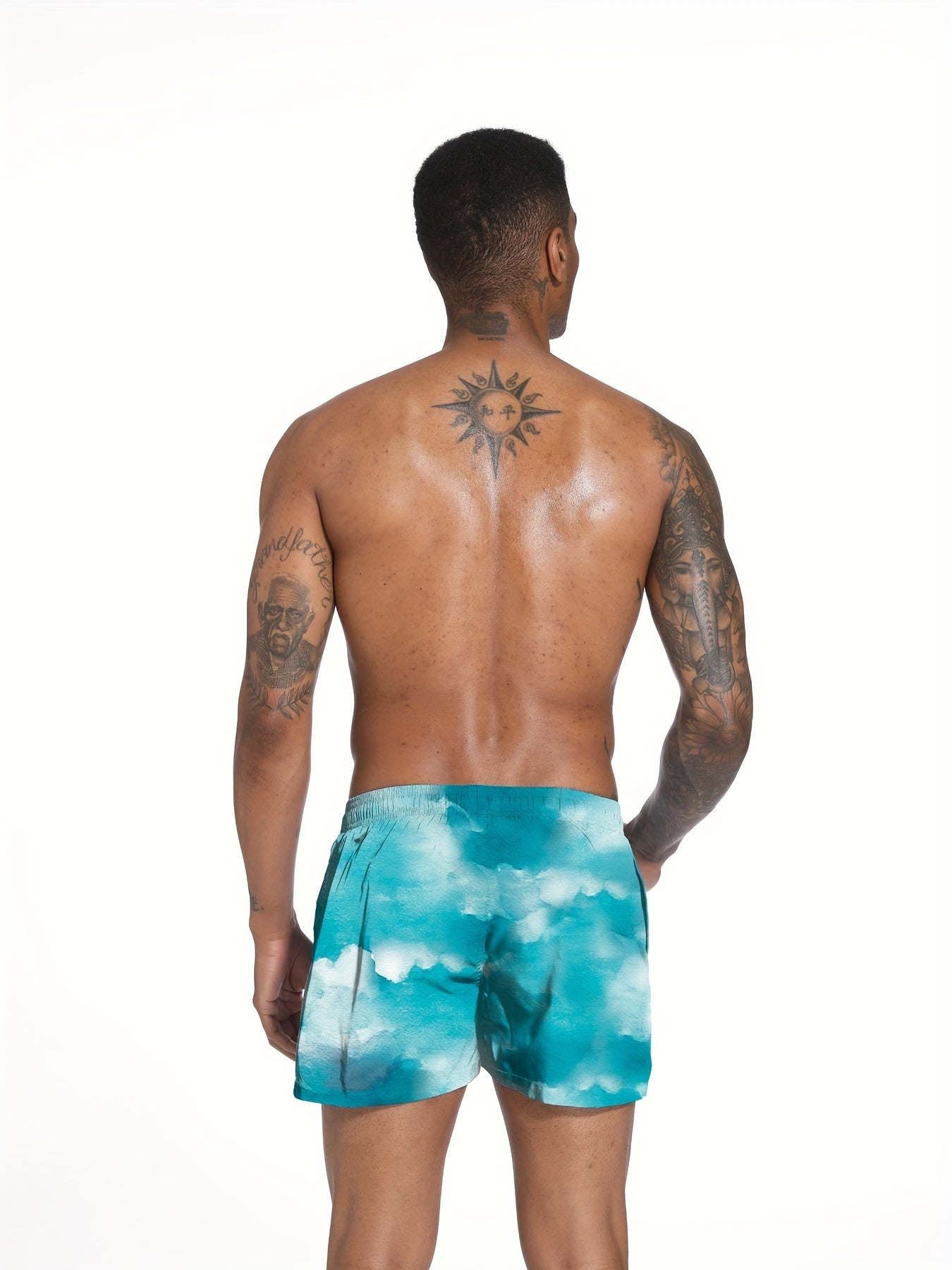 Cloud Sky Pattern Mens Drawstring Swimming Shorts Beach Vacation