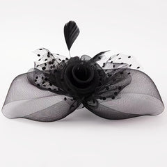 Ladies Retro Prom Veil Headdress Top Hat Feather Headband Hair Clip Dual Use