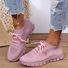 Women's Lightweight Mesh Sneakers Breathable Lace-Up Running Shoes Casual
