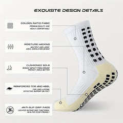 Men's Non Slip Football Socks Crew Grip Socks for Football Basketball