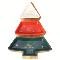 Christmas Decor Fruit Bowl Ceramic Plates Dishes Tray Snack Serving Tray