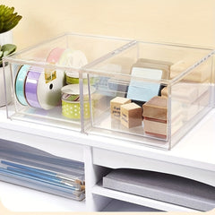 2pcs Stackable Makeup Organizer Storage Drawer Acrylic Bathroom Organizer