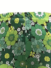 Floral Print High Waist Leggings Elastic Waist Sexy Leggings