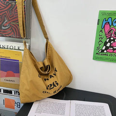 90s Canvas Oversized Slouchy Bag Y2k Stylish School Laptop Handbag