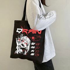 90s Goth Gothic Shopping Bag Graphic Tote Harajuku Shopper Bag
