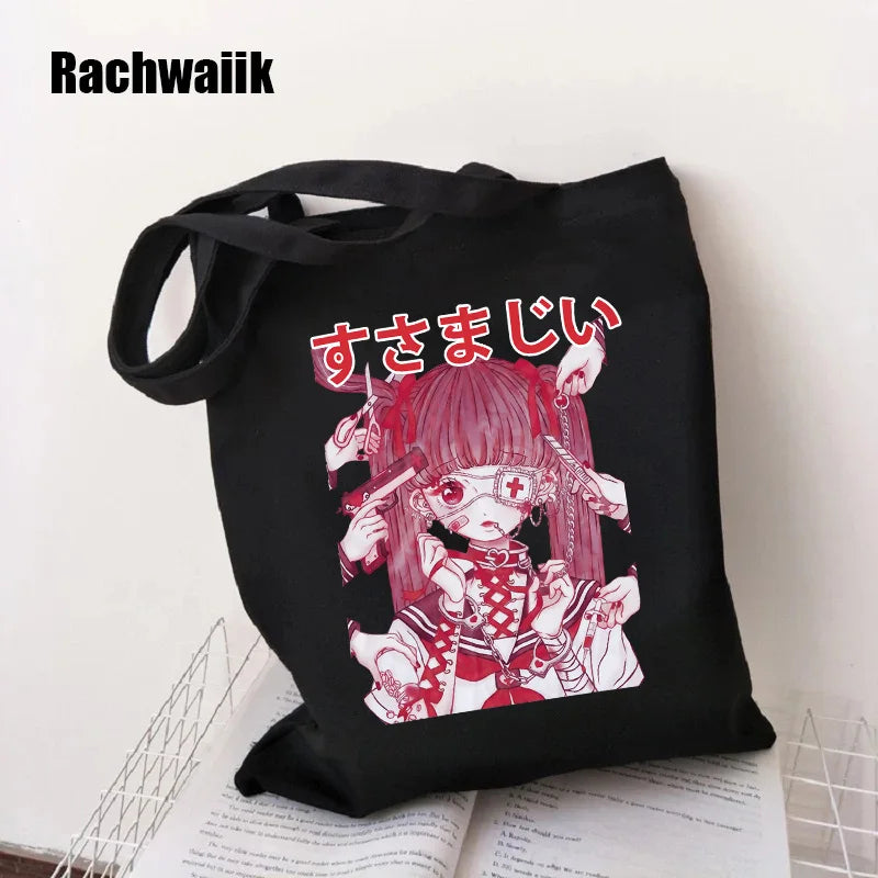 90s Goth Gothic Shopping Bag Graphic Tote Harajuku Shopper Bag