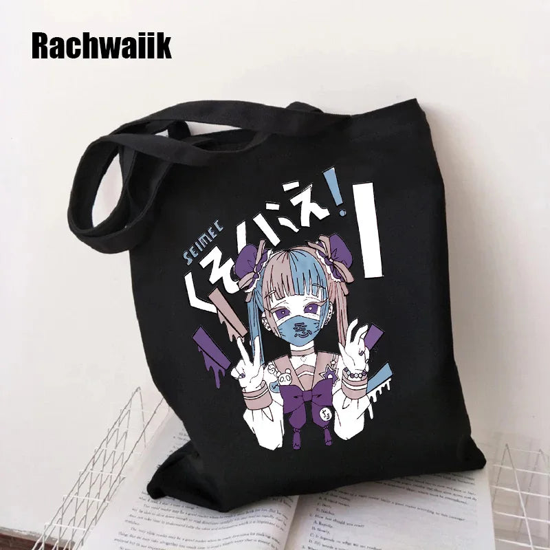 90s Goth Gothic Shopping Bag Graphic Tote Harajuku Shopper Bag