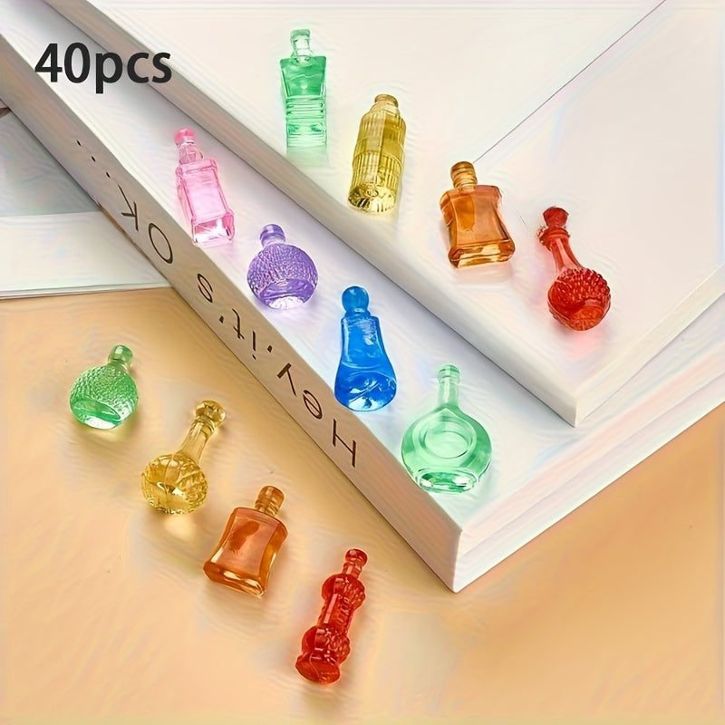 60pcs Mini Glass Bottles Mixed Colors for Dollhouse DIY Jewelry Making