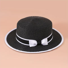 Double Flat Top Jazz Fedora Straw Hat for Women