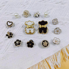 16pcs Shoe Accessories Set for Crocs with Hearts, Flowers, Pearls, and More