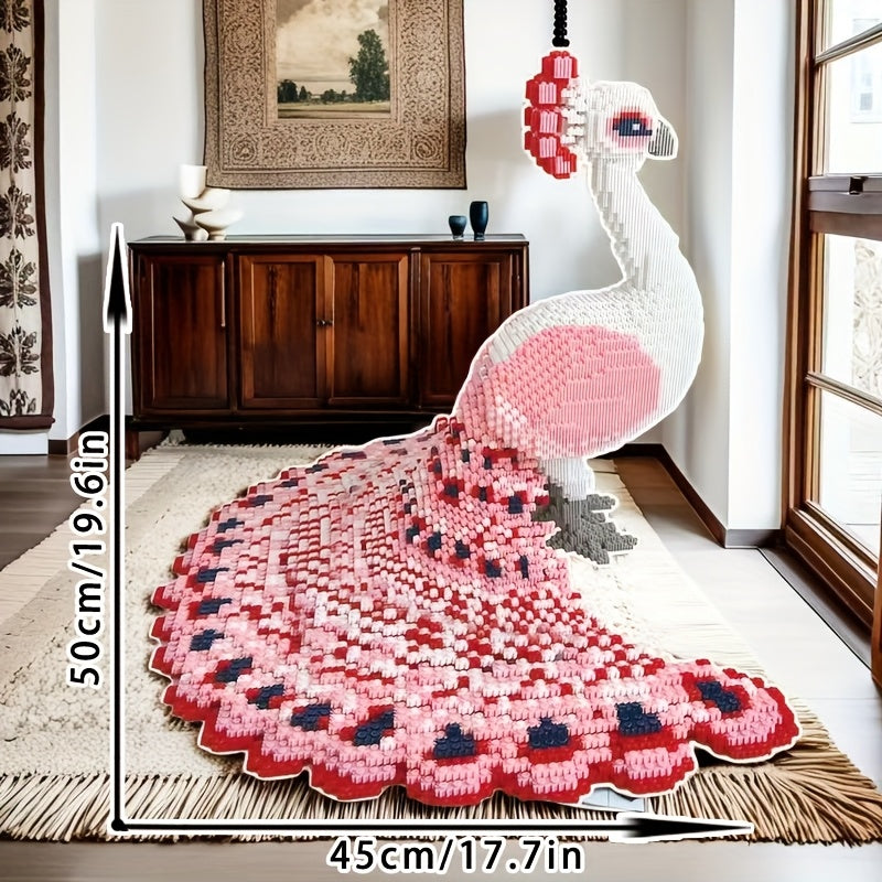 Pink Peacock 3D Puzzle Blocks Assembly Parts Creative Decorations