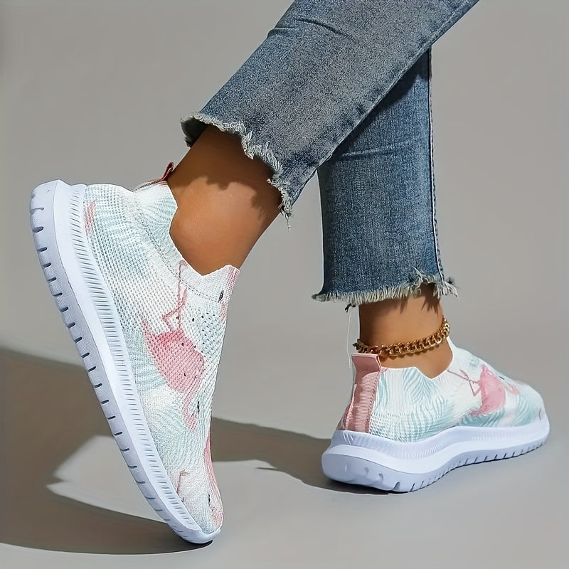 Women's Flamingo Print Tennis Sports Shoes Lightweight Breathable Non-slip