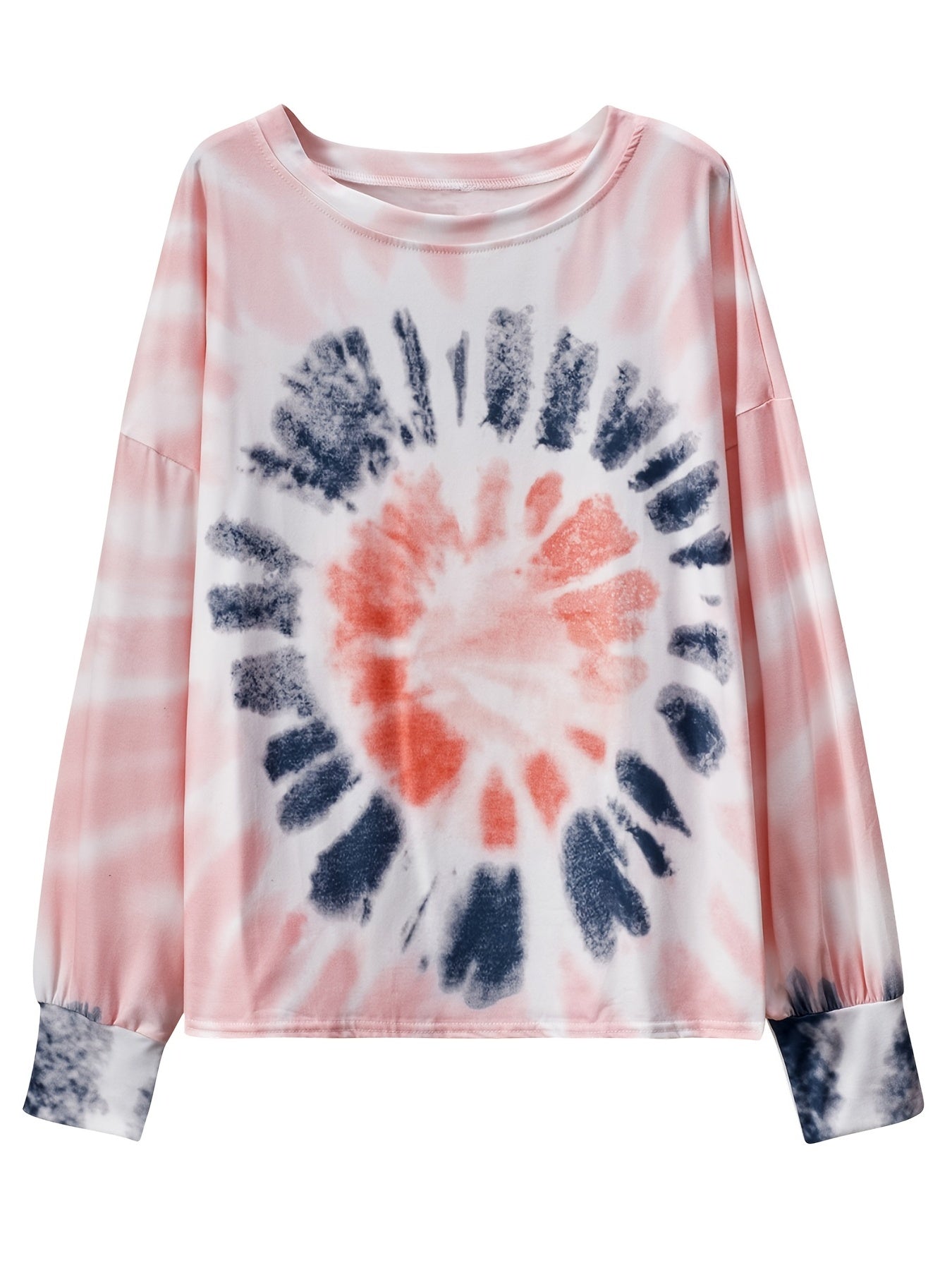 Tie Dye Long Sleeve T-Shirt Crew Neck Sweatshirt Women's Clothing