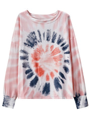 Tie Dye Long Sleeve T-Shirt Crew Neck Sweatshirt Women's Clothing