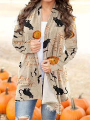 Halloween Cardigan Women's Open Front Graphic Print Long Sleeve