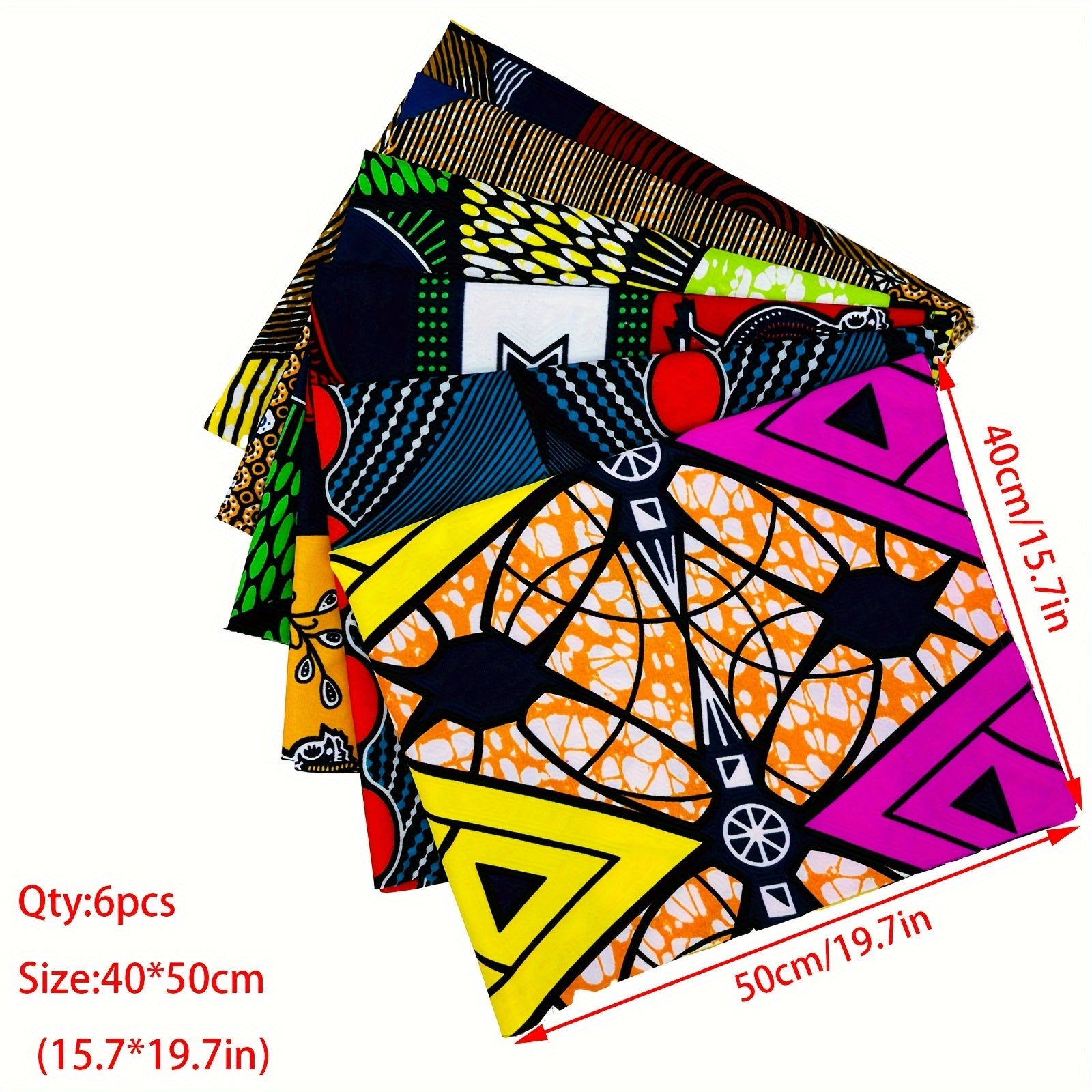 6pcs Ankara Printed Quilted Fabric for Sewing Facial Covering DIY