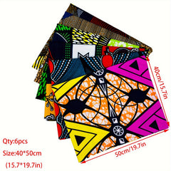 6pcs Ankara Printed Quilted Fabric for Sewing Facial Covering DIY