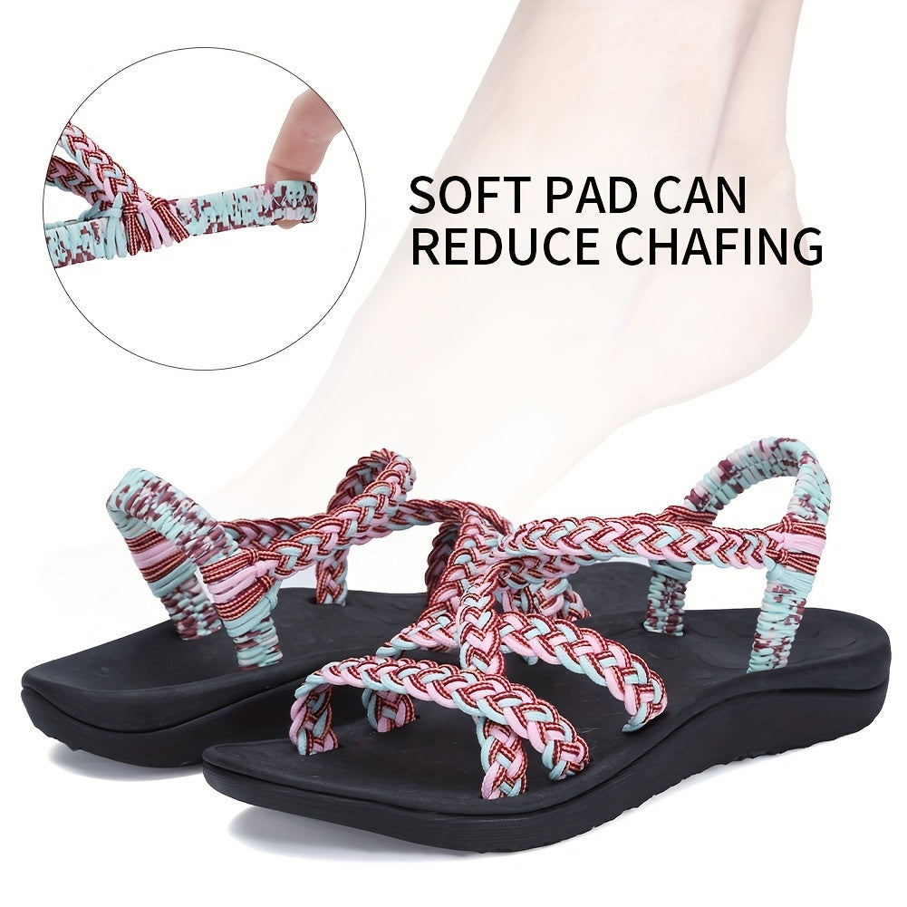 Knit Round Open Toe Sport Sandals Flat Quick Dry Soft Comfortable Slides