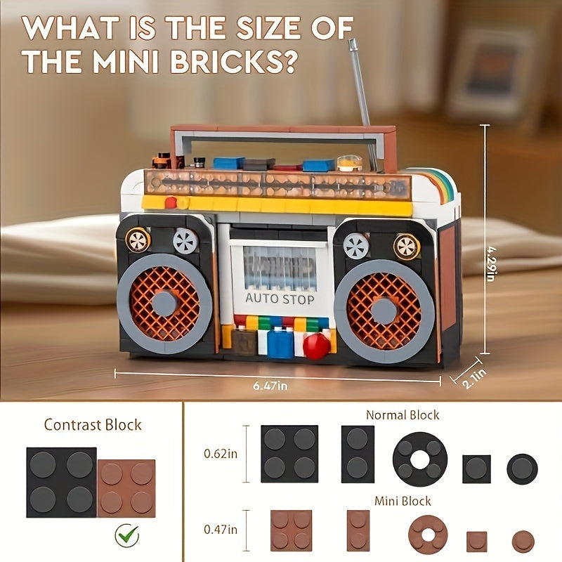 554pcs Retro Radio Building Blocks Toy Home Decor Holiday Party Decoration