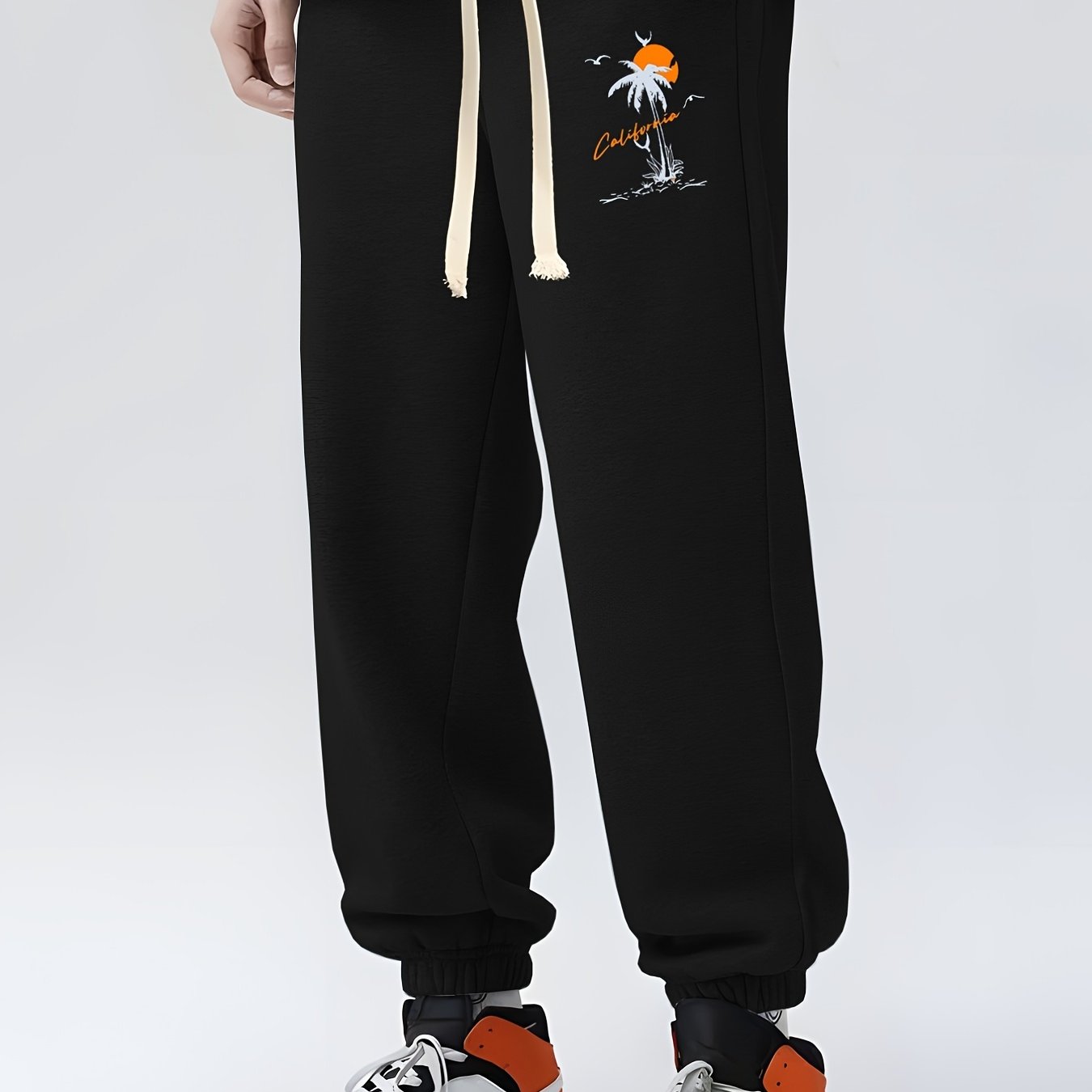 Coconut Tree Print Men's Sweatpants Casual Drawstring Jogger Pants