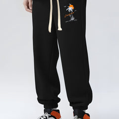 Coconut Tree Print Men's Sweatpants Casual Drawstring Jogger Pants
