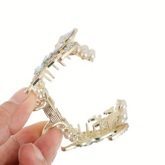 Peacock Pattern Hair Claw Rhinestone Ponytail Holder