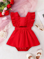 Baby Girls Ruffle Sleeveless Overall Dress Summer Vacation Party Skirt Romper