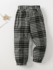Toddler Boys Plaid Pattern Casual Pants