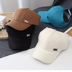 DYJ Embroidery Baseball Cap Solid Couple Sun Hat Unisex Sunscreen Dad Hats