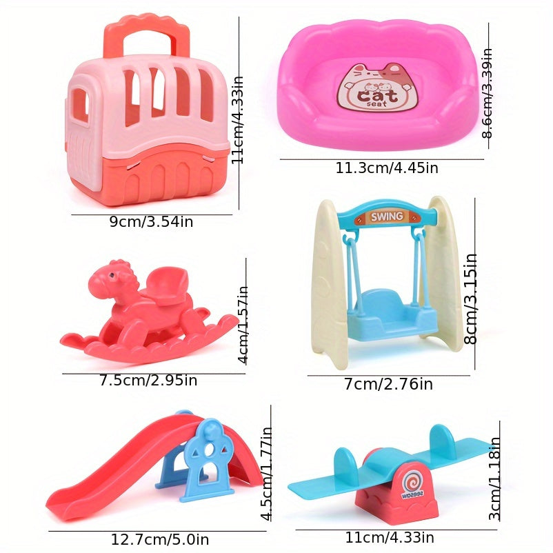 Plastic Dog Figurine Playset with Accessories for Kids