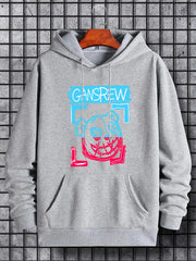Evil Bear Print Hoodie Men's Graphic Pullover Hooded Sweatshirt