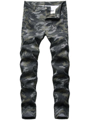 Camouflage Slim Fit Jeans Men's Casual Street Style Denim Pants