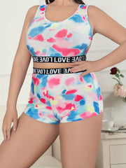 Tie Dye Contrast Seamless Bra & Shorts Set
