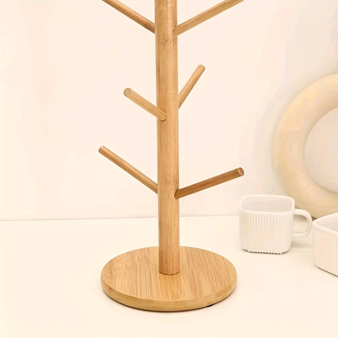 Bamboo Cup Storage Rack for Home Kitchen and Coffee Bar Decor