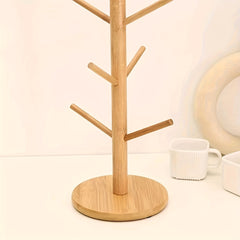 Bamboo Cup Storage Rack for Home Kitchen and Coffee Bar Decor