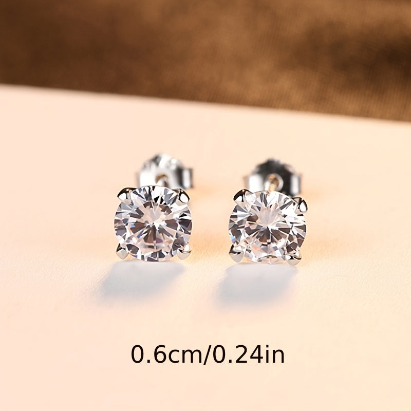 3pcs 925 Silver Stud Earrings Set For Women 4mm 5mm 6mm Gift