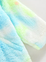 Toddler Fleece Hoodie Jacket Coat Tie Dye Print Zip Up Warm Coat