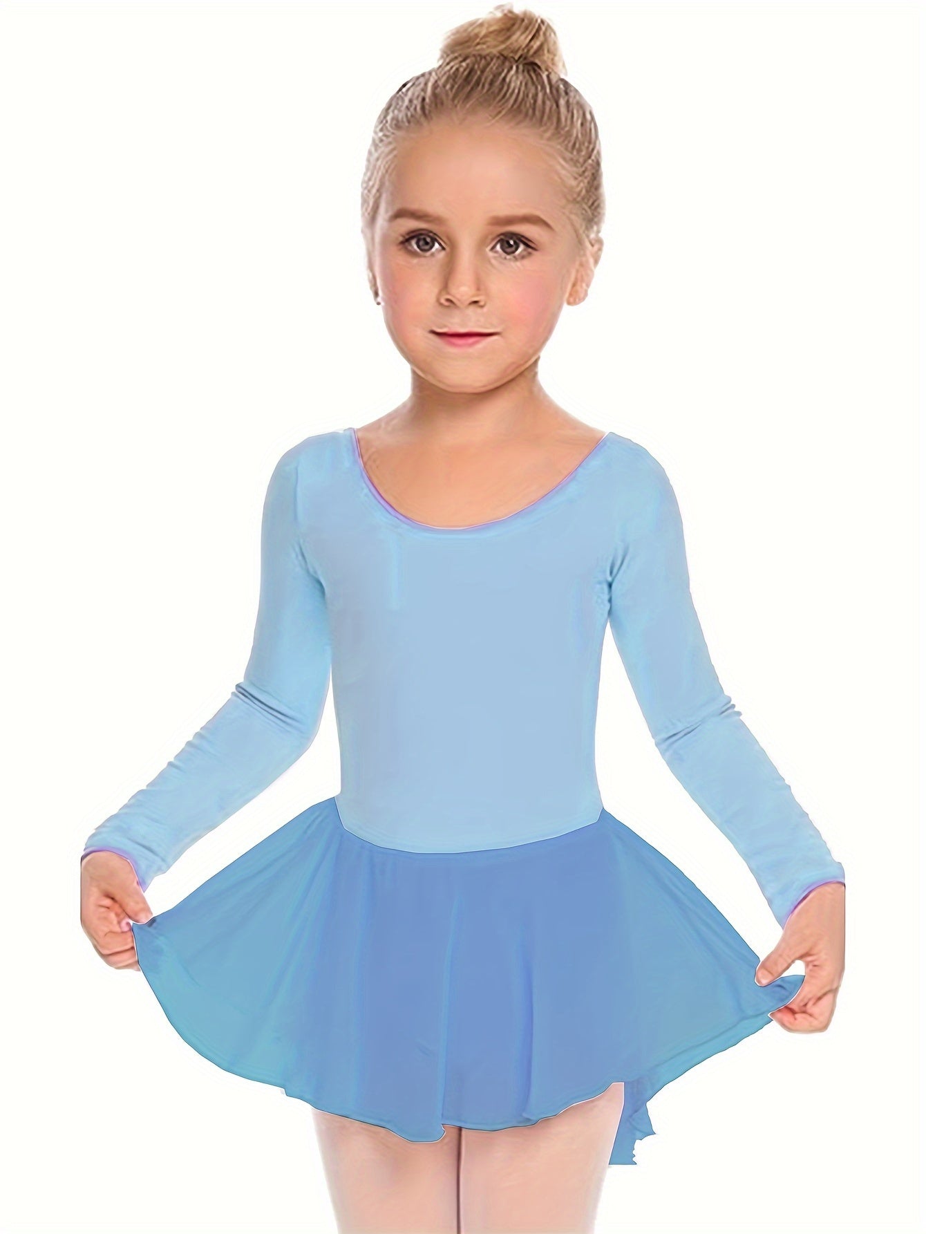 Girls Cozy Butterfly Cross Back Long Sleeve Ballet Leotard