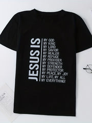 Letter Graphic Round Neck Casual Sports T shirts