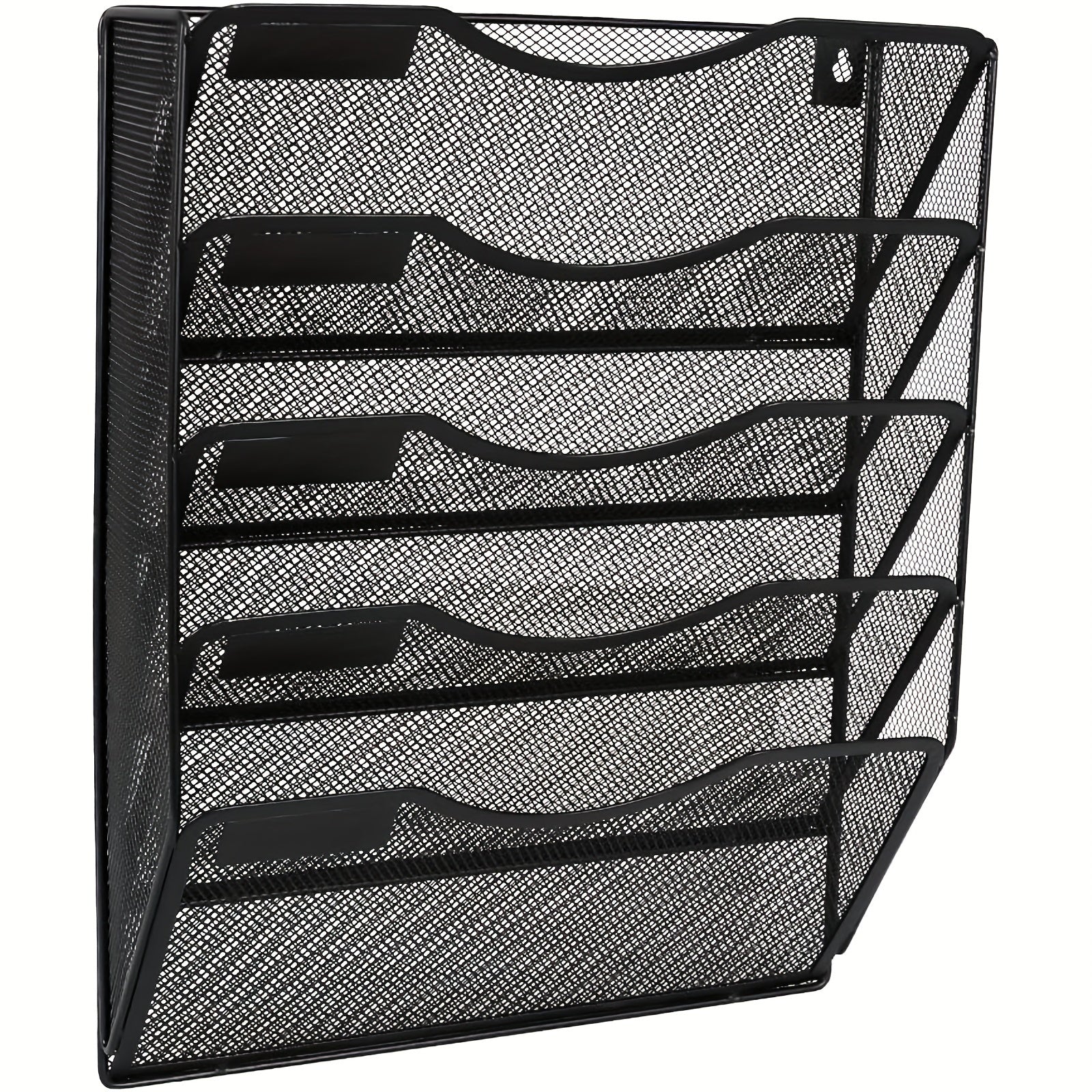 Wall Mounted File Holder with 5 Pockets, Name Tag Label Included