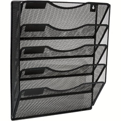 Wall Mounted File Holder with 5 Pockets, Name Tag Label Included