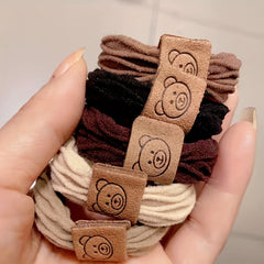 5pcs Little Bear Hair Rope Elastic Headband Thick Hair Ties